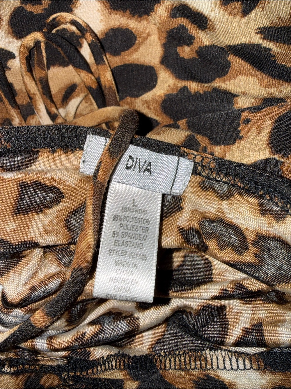 Diva Leopard Print Slip Nightdress in Brown and Black